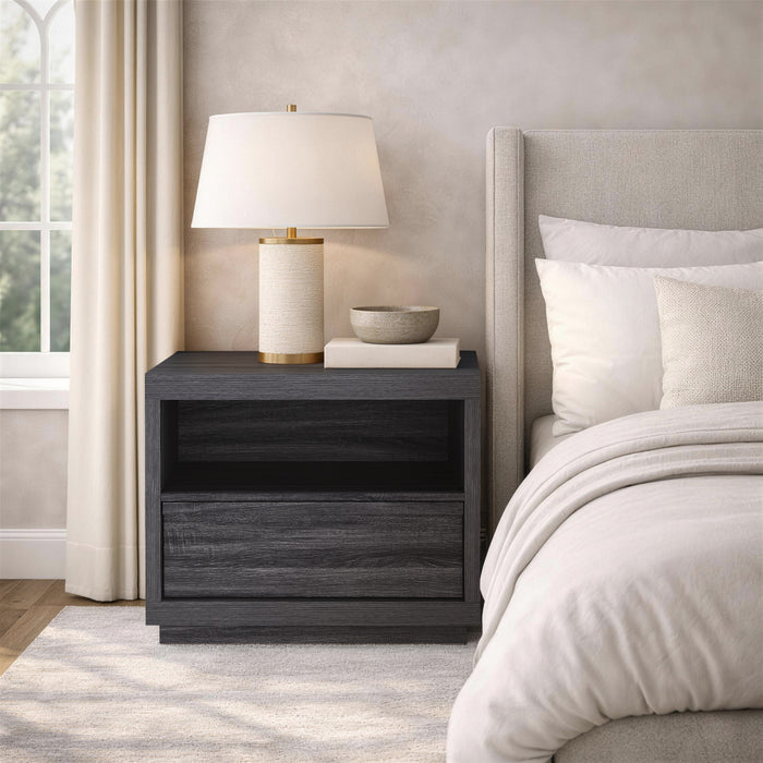 Table de nuit contemporaine Navis 26\" en gris charbon (1 tiroir)