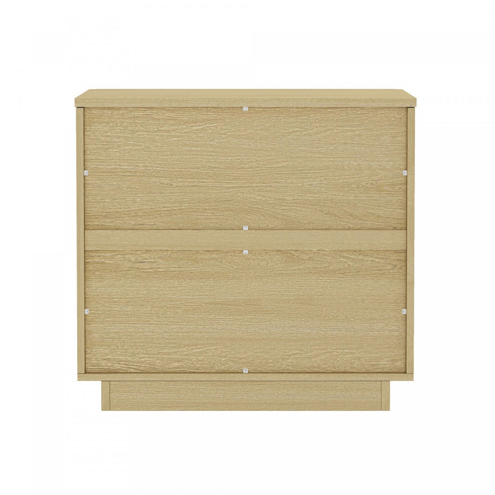 Table de nuit moderne Payton 66 cm en chene naturel (3 tiroirs) - Lot de 2