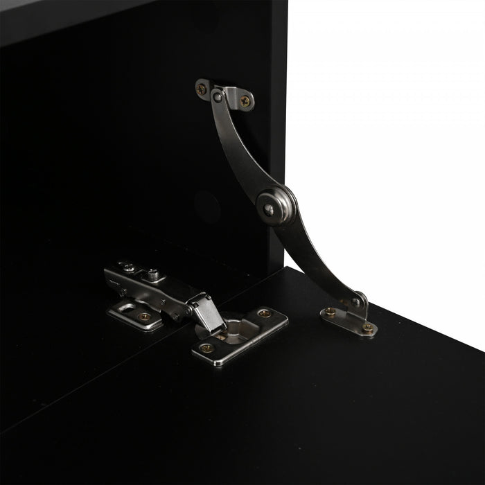 Evan meuble TV mural flottant – meuble avec eclairage LED et portes de rangement, noir