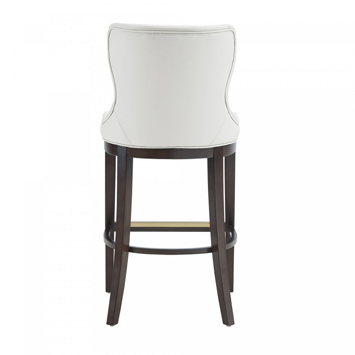 Tabouret de bar Blair moderne en bois avec revetement en tissu blanc - Lot de 3