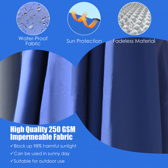 Costway Parasol cantilever 10'x13' pour terrasse, aluminium, rotation 360°, inclinable, bleu marine