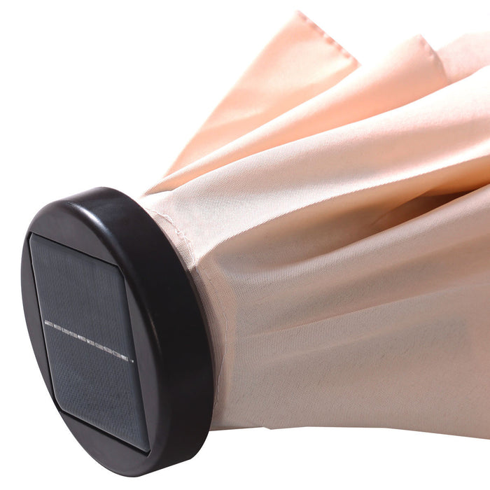 Costway Parasol solaire de patio 9FT avec LED, acier, inclinaison avec manivelle, exterieur