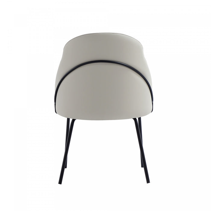 Chaise de salle a manger moderne Gracie en cuir vegetalien et metal, gris pierre et noir - Lot de 4