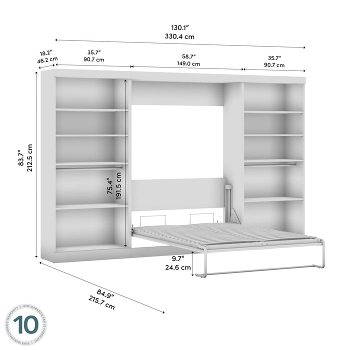 Lit double escamotable Pur de Bestar de 131 po (L) avec 2 meubles à tablettes - chocolat