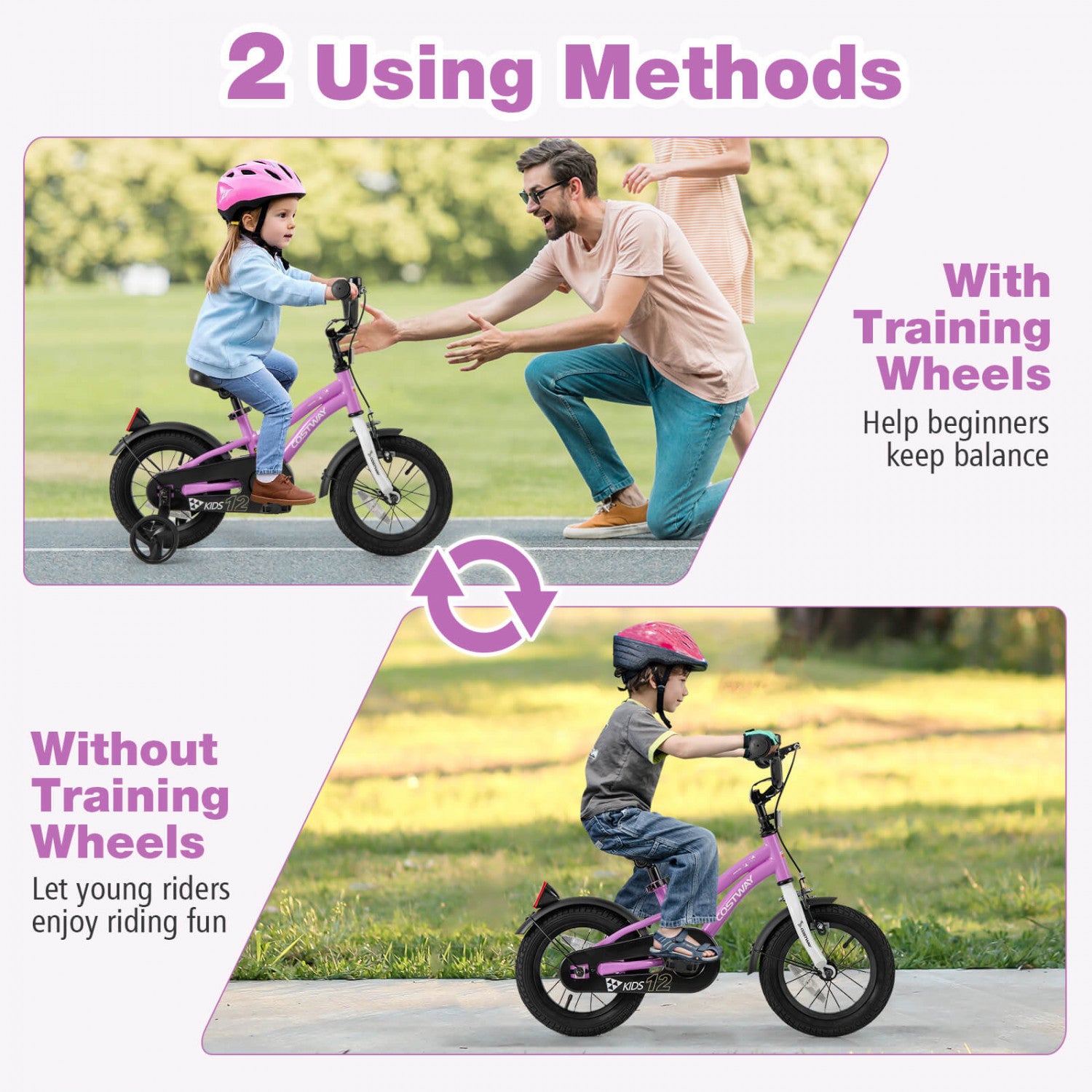 ACROSSPART Vélo Enfant 12 Pouces Dès 3 Ans – Garçons/Filles Avec Roues Stabilisatrices, Panier Et Porte-Bouteille – Réglable Et Sécurisé