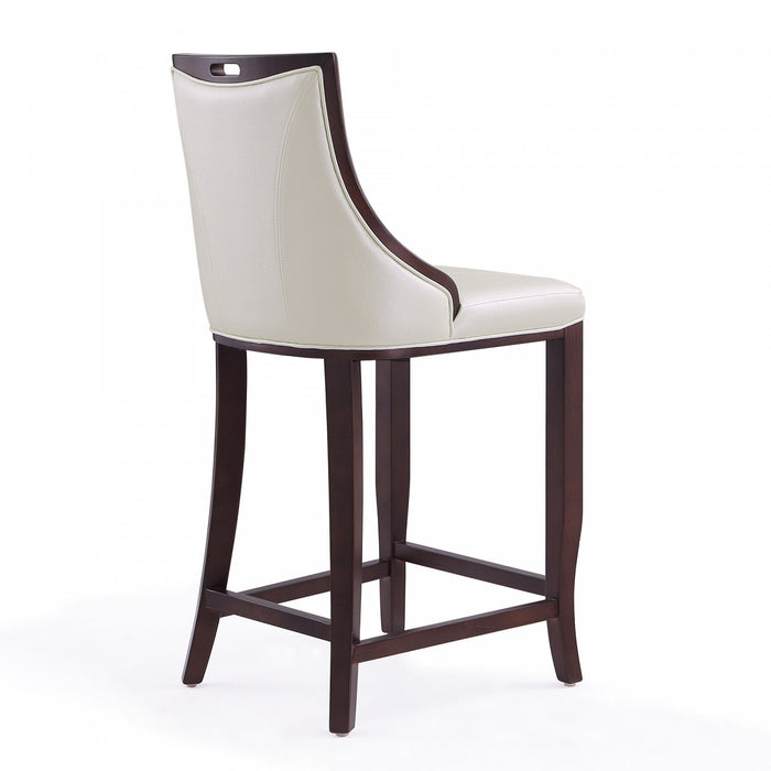 Tabouret de bar en bois traditionnel Emperor avec assise rembourree, blanc perle - Lot de 2