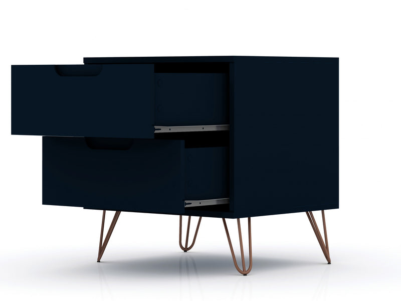 Ensemble de commodes 2 pieces Rockefeller style milieu du siecle, bleu minuit