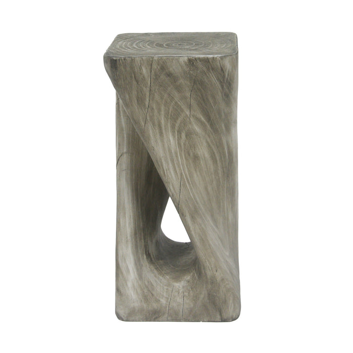 Table d'appoint carree torsadee Cade 26,80 pouces MGO, table laterale interieure a grain de bois naturel unique, gris