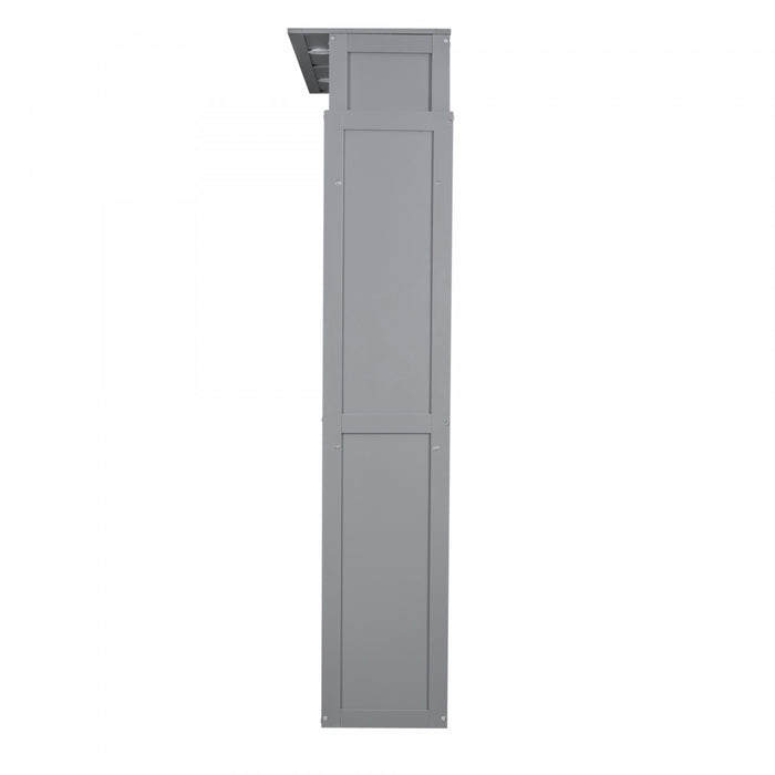 Lit Mural Escamotable Glenn En Bois Composite Avec Etageres Et Eclairage Led, Taille Queen, Gris