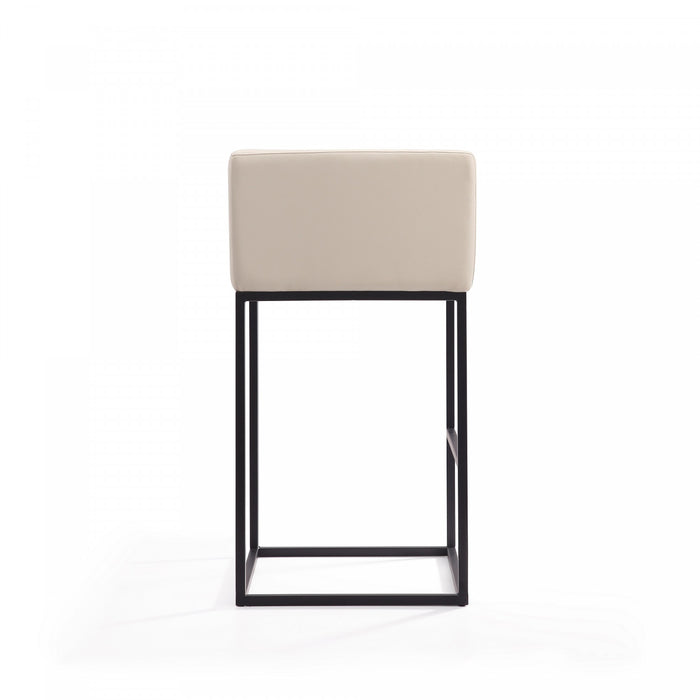 Tabouret de bar Embassy style milieu du siecle en metal et tissu creme - Lot de 2
