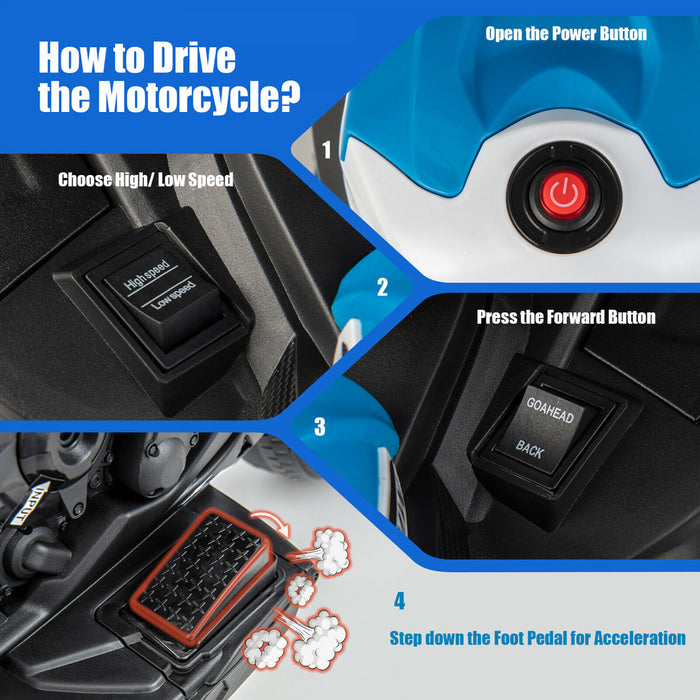 Costway 12v Enfants Rouler Sur La Moto Bmw 3 Roues Electriques Sous Licence Jouet W / Lumiere Et Musique Bleu
