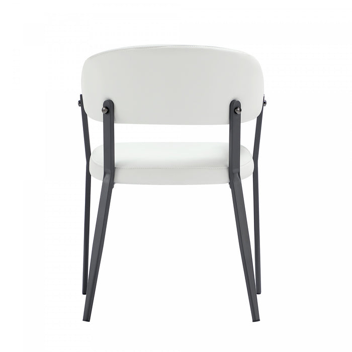 Chaise de salle a manger moderne en metal et tissu Belle, coloris blanc