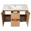 Aiden 36-Inch Wall-Mounted Bathroom Vanity with Soft-Close Storage and Ceramic Sink,Wood | Aiden meuble de salle de bain mural 36 pouces avec rangement a fermeture douce et vasque en ceramique, bois