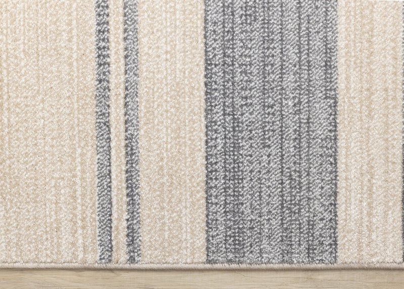 Tapis Covington beige et gris a rayures, 6'7\" x 9'10\"