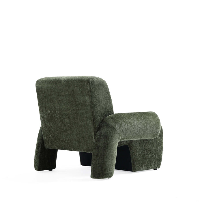 Fauteuil lounge en chenille vert olive Verandah style mid-century moderne - Lot de 2