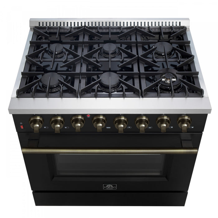 Cuisiniere a double combustible Galiano de 36 po, noire, 5,36 pi³ - FFSGS6156-36BLK