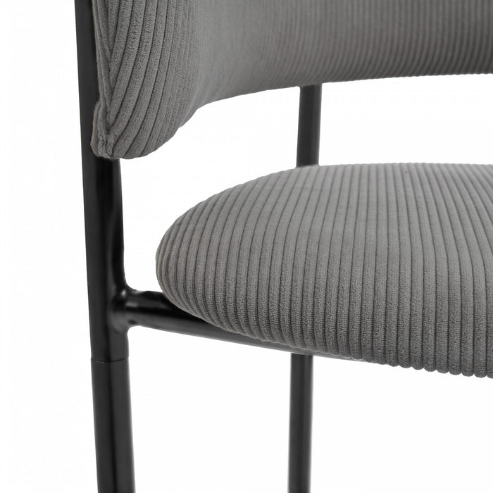 Ethan Ensemble de 2 chaises d’appoint modernes avec assise en velours cotele, pieds inclines et pieds reglables, gris