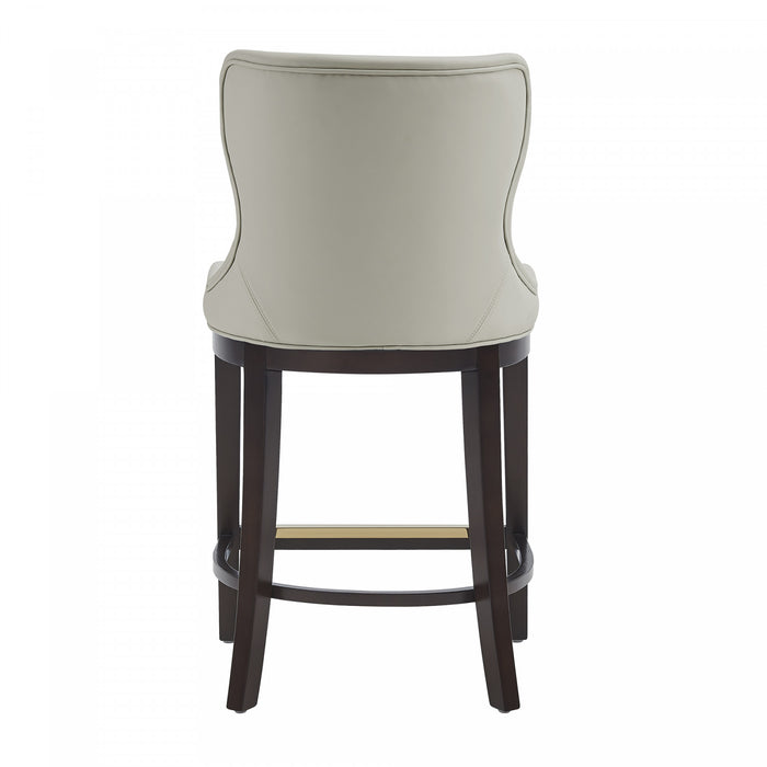 Tabouret de comptoir Blair moderne en bois avec revetement en tissu couleur pierre