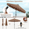 Costway 9.3 FT Solar Patio Umbrella Outdoor Market Sunshade with 24 LED Lights Ruffles Brown