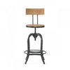 Tabouret De Bar Milo à Hauteur Ajustable, Assise En Bois De Sapin, Structure Métallique - Fini Naturel
