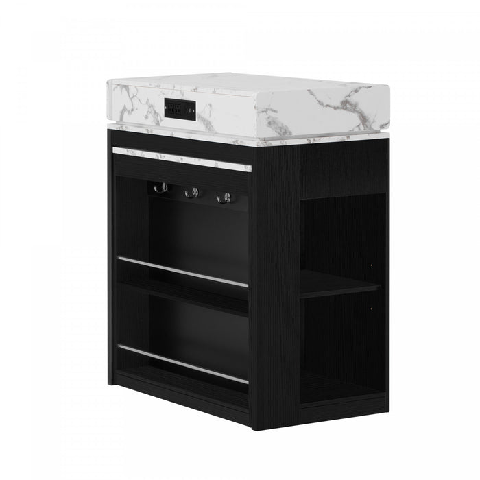 Table a manger extensible Logan avec plateau pliant et tiroirs de rangement, noir