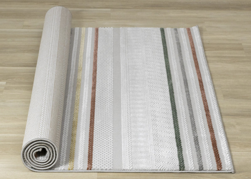 Carpette London à rayures multicolores - 5 pi 3 po x 7 pi 7 po