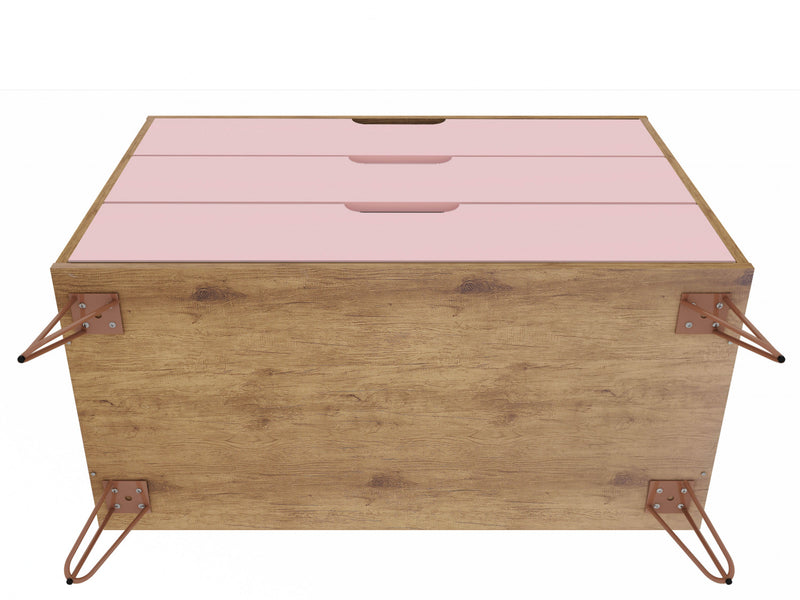 Ensemble de commodes 2 pieces Rockefeller style milieu du siecle en rose