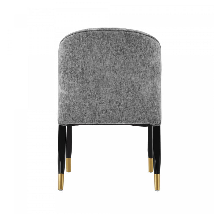 Chaise de salle a manger Ola en bois moderne avec revetement en chenille grise - Lot de 2