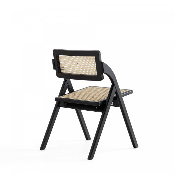 Chaise pliante en bois style industriel Lambinet, noir et naturel - Lot de 4