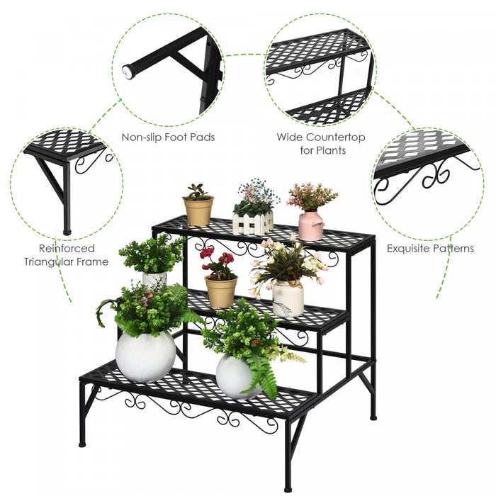 Presentoir Pour Plantes 3 Niveaux, Porte-plantes Sur Pieds, Porte-plantes Multifonctions Pour Interieur Et Exterieur, Pour Collections De Petites Plantes, Presentoir Pour Pots De Fleurs, Pour Veranda, Jardin Et Balcon