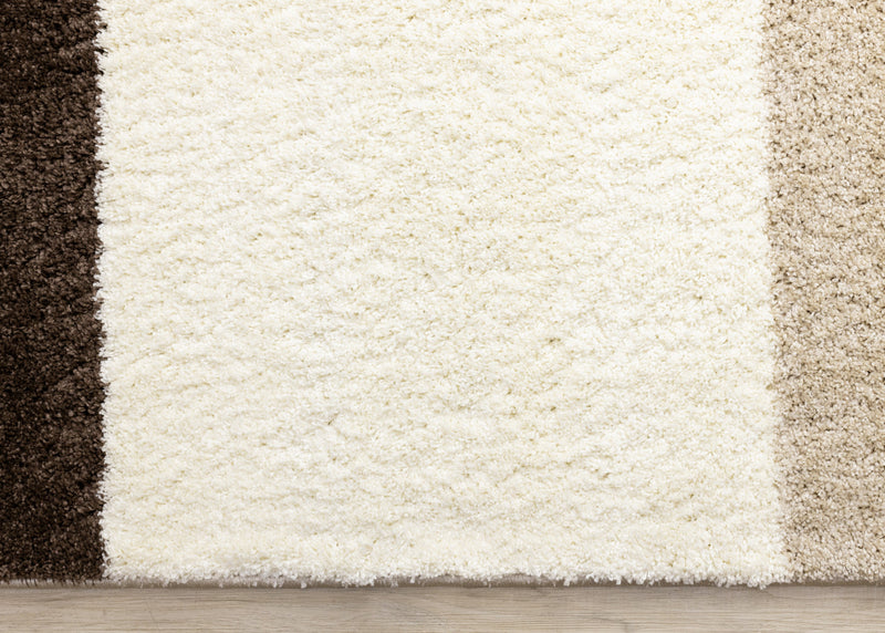 Tapis Fairmont a carreaux brun beige blanc, 6'7'' x 9'6''
