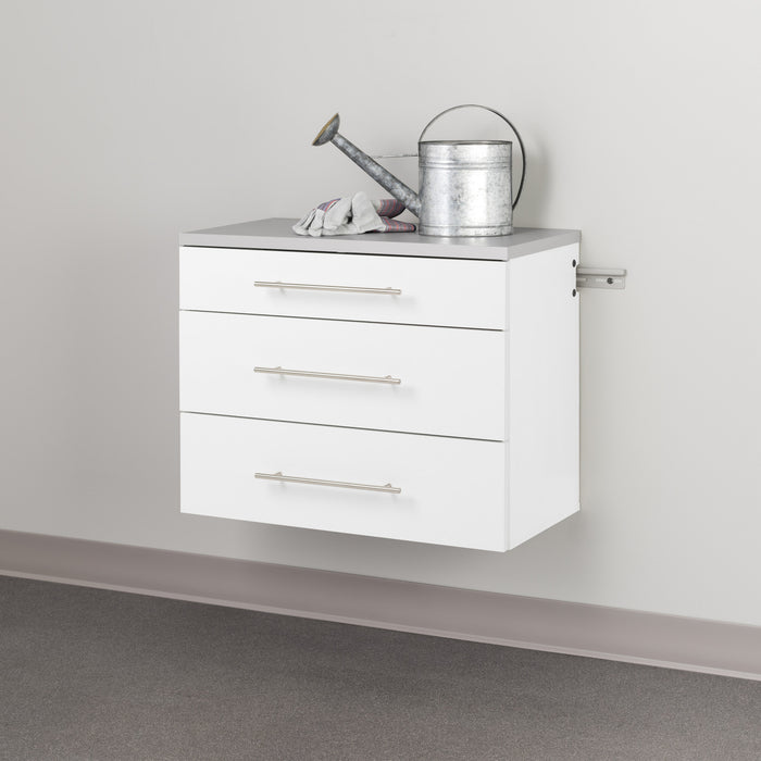 Armoire de plancher HangUps à 3 tiroirs avec rangement - blanche