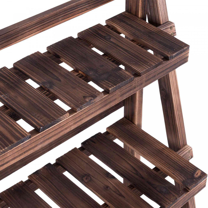 Costway 3 Niveaux Exterieur Bois Conception Pot De Fleurs Etagere Stand Pliant Affichage Etagere Jardin