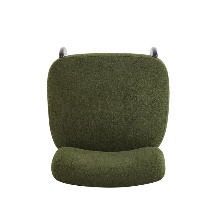 Coco Fauteuil de Salon Moderne en Bouclette avec Cadre en Bois Massif, Vert