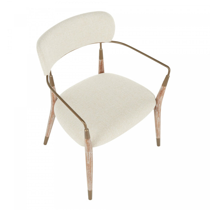 Chaise de salle à manger contemporaine Savannah en tissu crème - ensemble de 2