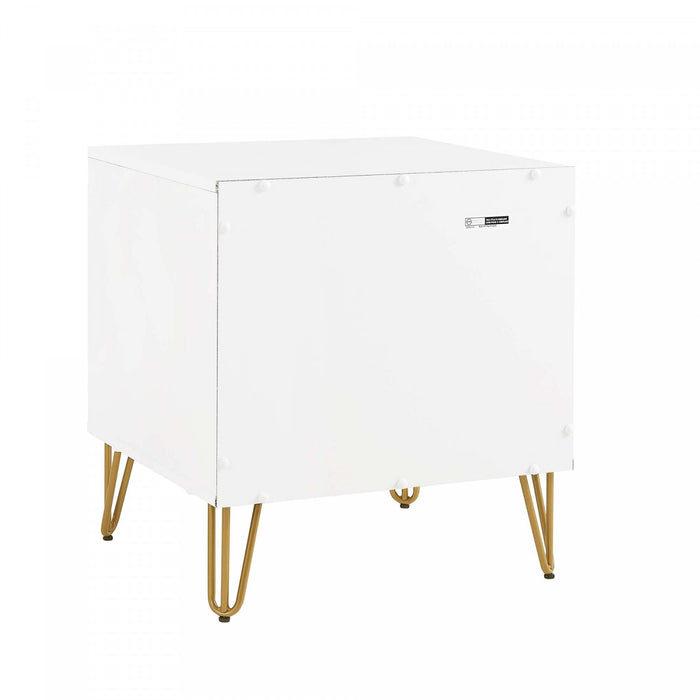 Table de nuit moderne Dumbo 20\" a cannelures en blanc (1 tiroir) - Lot de 2