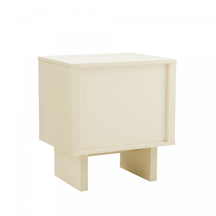 Table de nuit moderne Ella 20\" en creme (1 tiroir) - Lot de 2