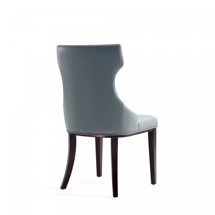 Chaise de salle a manger traditionnelle en bois Reine avec revetement en tissu gris - Lot de 4