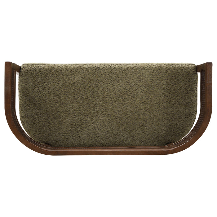 Rattan Causeuse Rembourree en Rotin 47.5 po avec Dossier Tisse Main, Vert, Noyer