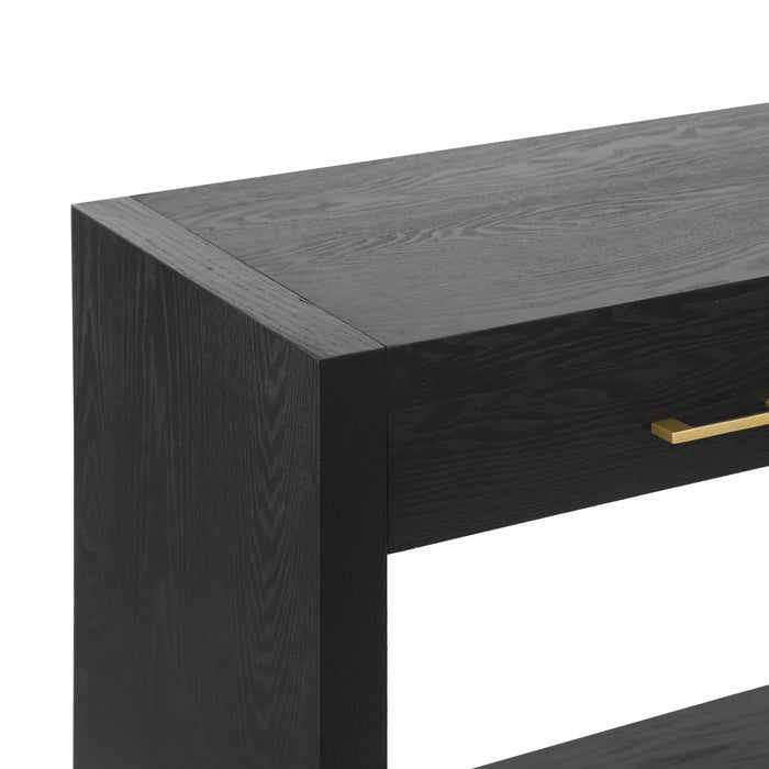 Console de style maison de campagne Aubrey 120 cm avec rangement - noire