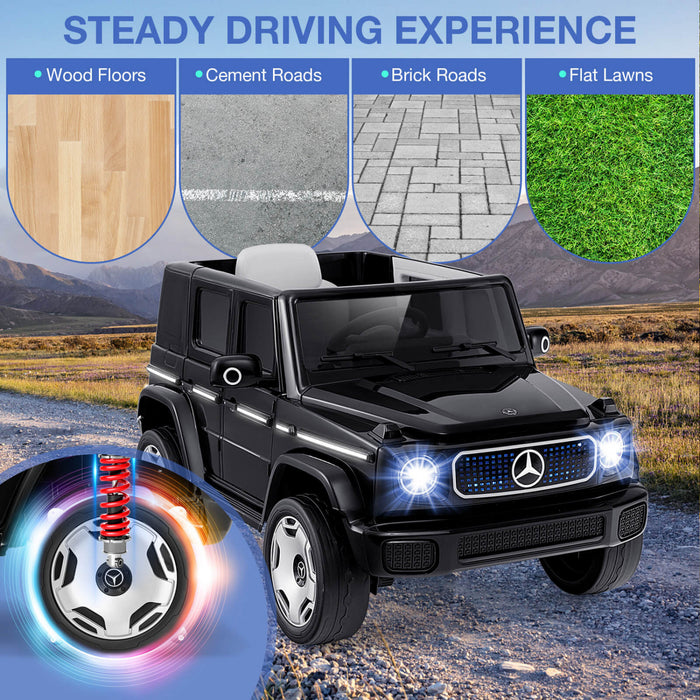 Costway Licence Mercedes-benz Eqg Enfants Ride Sur Voiture Avec Telecommande Detachable Batterie Noir