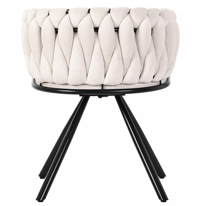 Chaises de salle a manger pivotantes Amelia en velours avec revetement capitonne et pieds en metal, lot de 6, beige