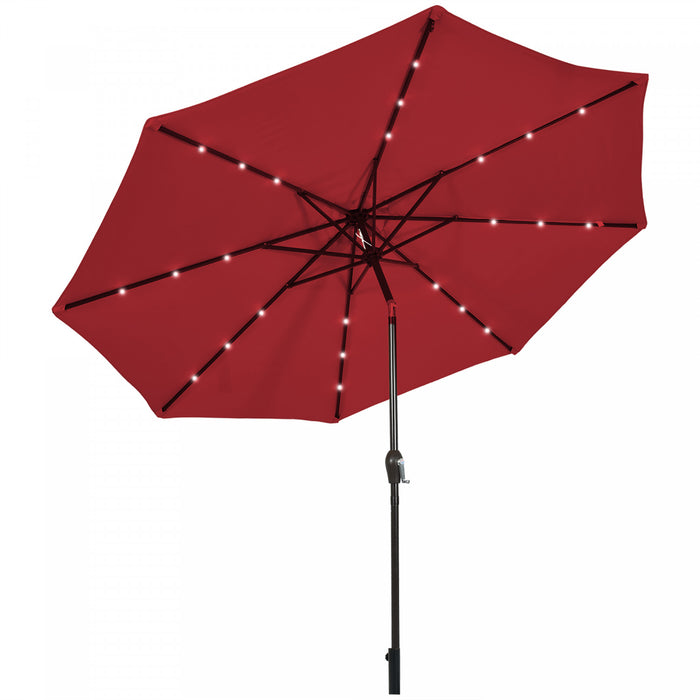 Costway Parasol de marche solaire LED de 10 pieds avec reglage d'inclinaison et manivelle