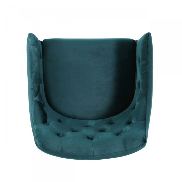 Fauteuil Club Ergonomique Jasmine Avec Revetement En Velours, Couleur Sarcelle