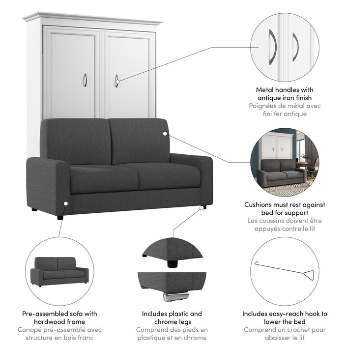 Lit double escamotable Versatile de Bestar avec sofa (73 po [L]) - blanc