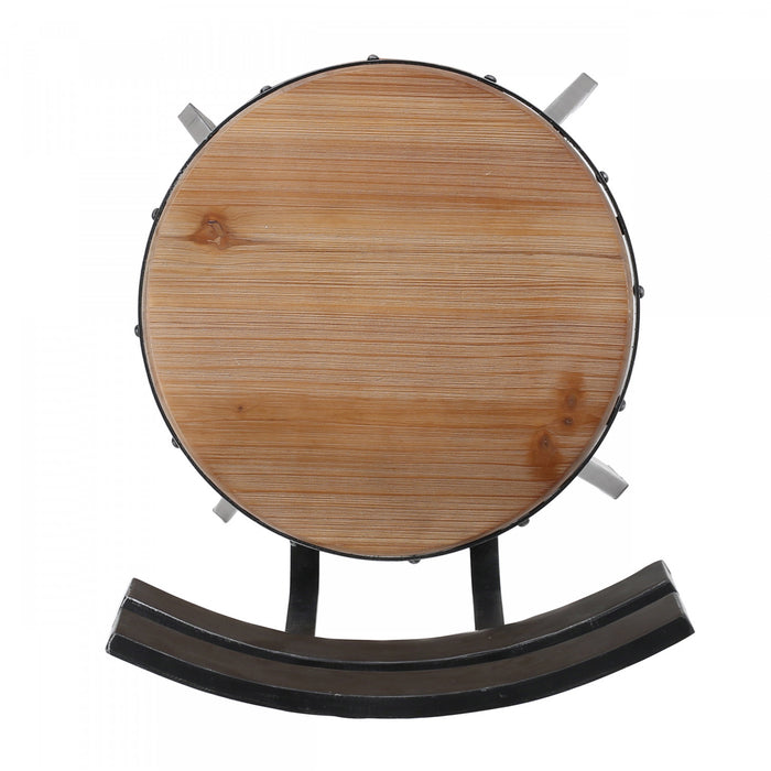 Tabouret De Bar Denise Avec Siège En Bois Pivotant Et Réglable, Structure Métallique - Noir Antique