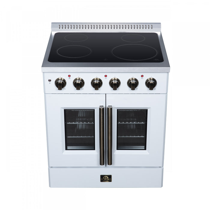 Cuisiniere electrique Galiano de 30 po avec portes francaises, 4 foyers, 4,32 pi³, blanc – FFSEL6917-30WHT