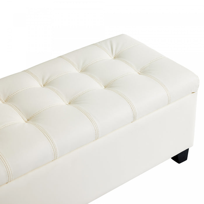 Sophia Banc Ottoman de Rangement de 48\" avec Pieds, Banc de Pied de Lit, Beige
