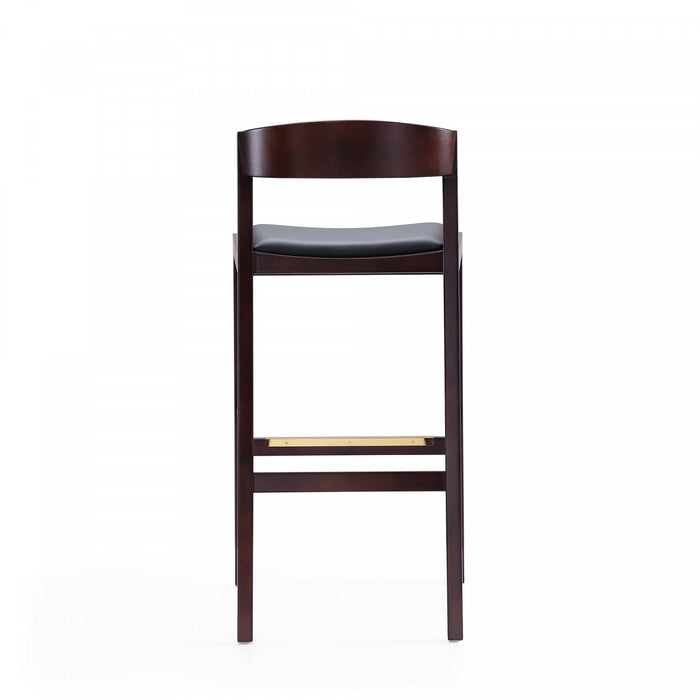 Tabouret de bar en bois rembourre style Klismos mi-siecle moderne noir - Lot de 2