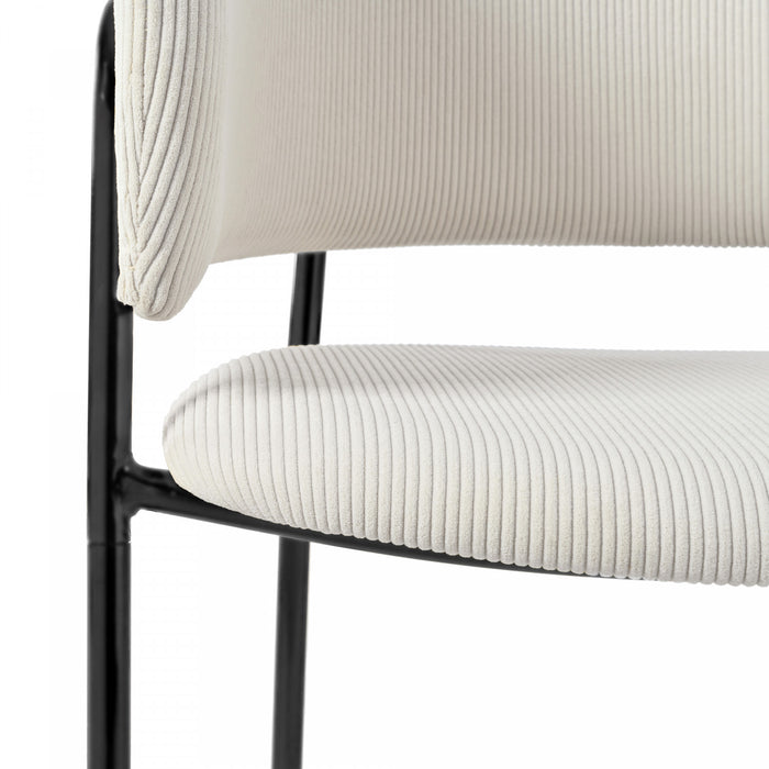 Ethan Ensemble de 4 chaises d’appoint modernes avec assise en velours cotele, pieds inclines et pieds reglables, beige